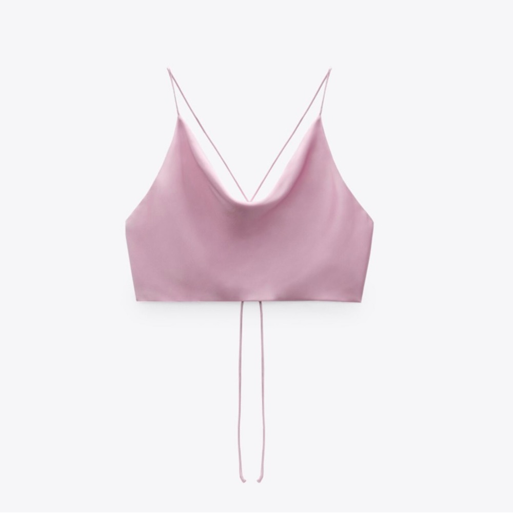 Zara satin pink crop top